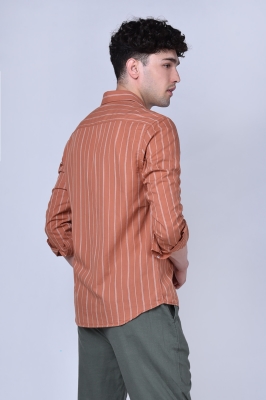 پیراهن مردانه آستین بلند راه راه اسلیم