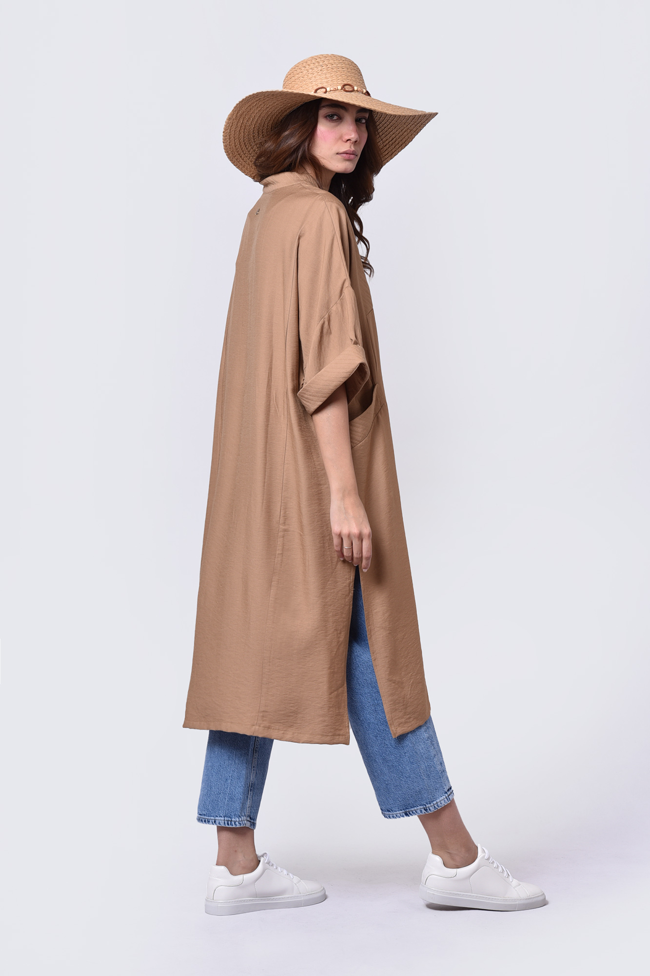 مانتو جلو بسته بلند پنبه دوزی