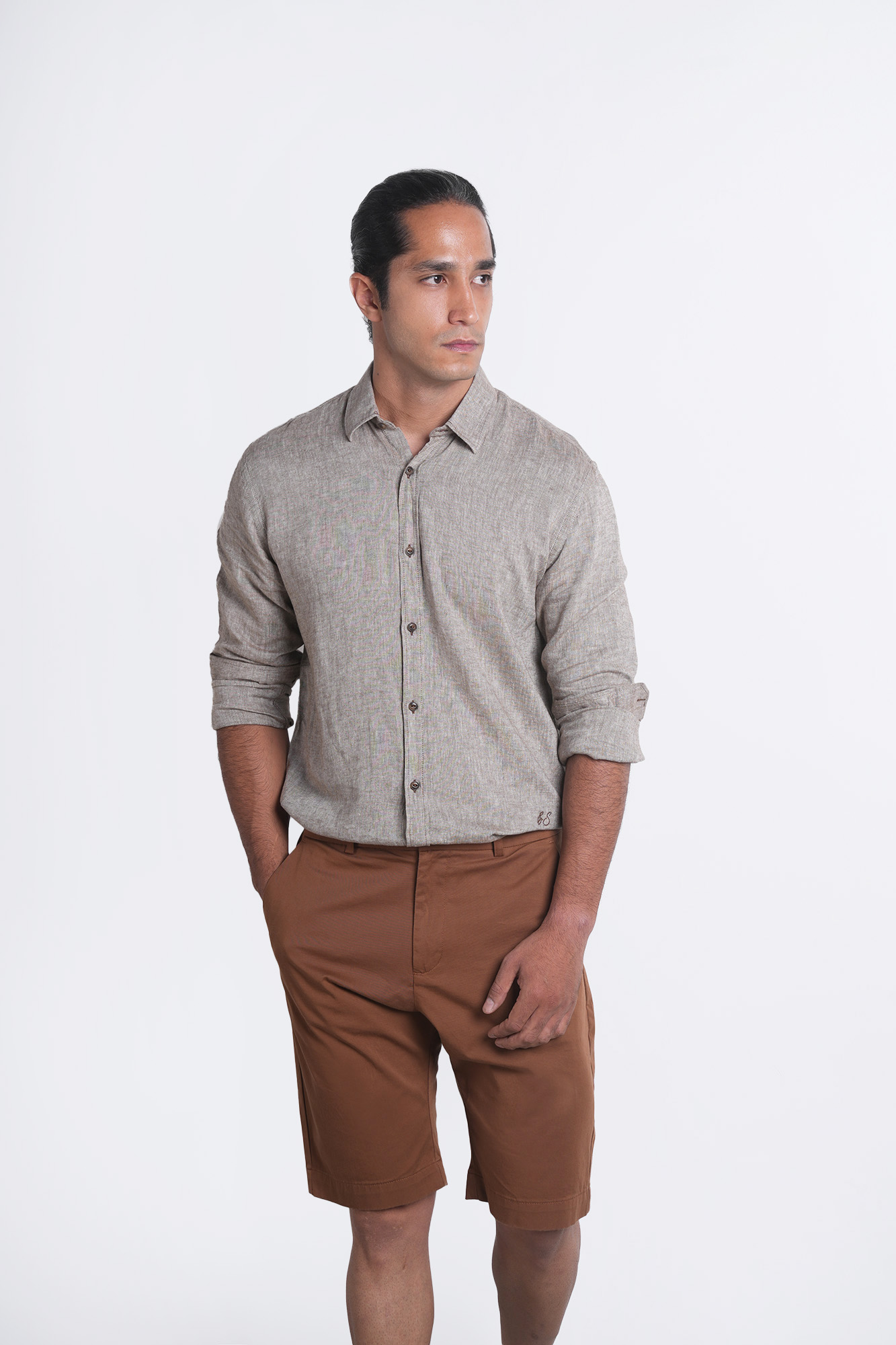 پیراهن آستین بلند لینن رگولار فیت