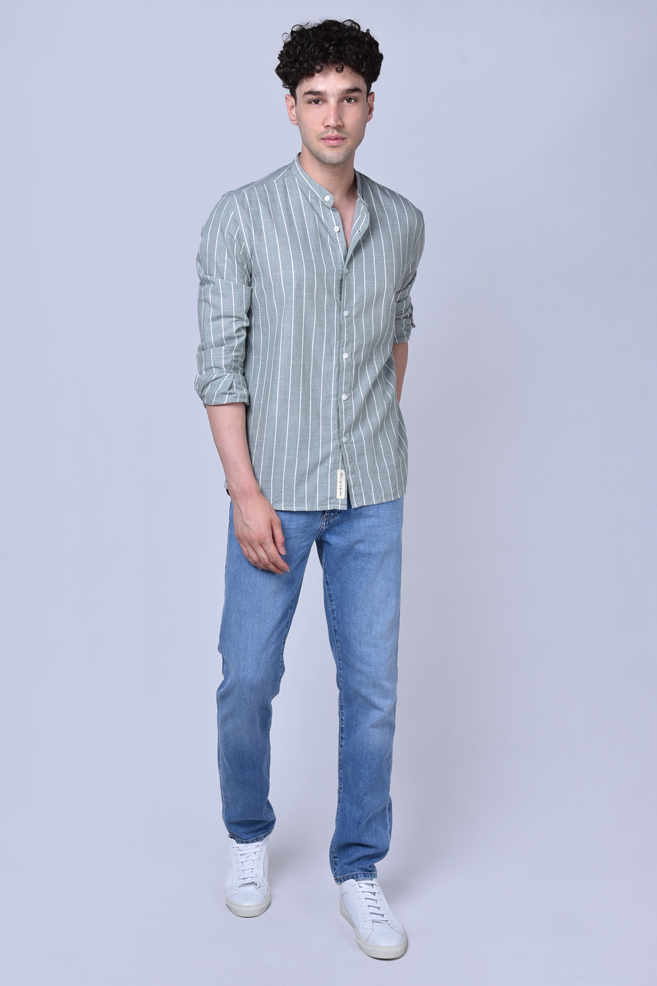 پیراهن آستین بلند راه راه رگولار فیت