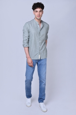 پیراهن آستین بلند راه راه رگولار فیت