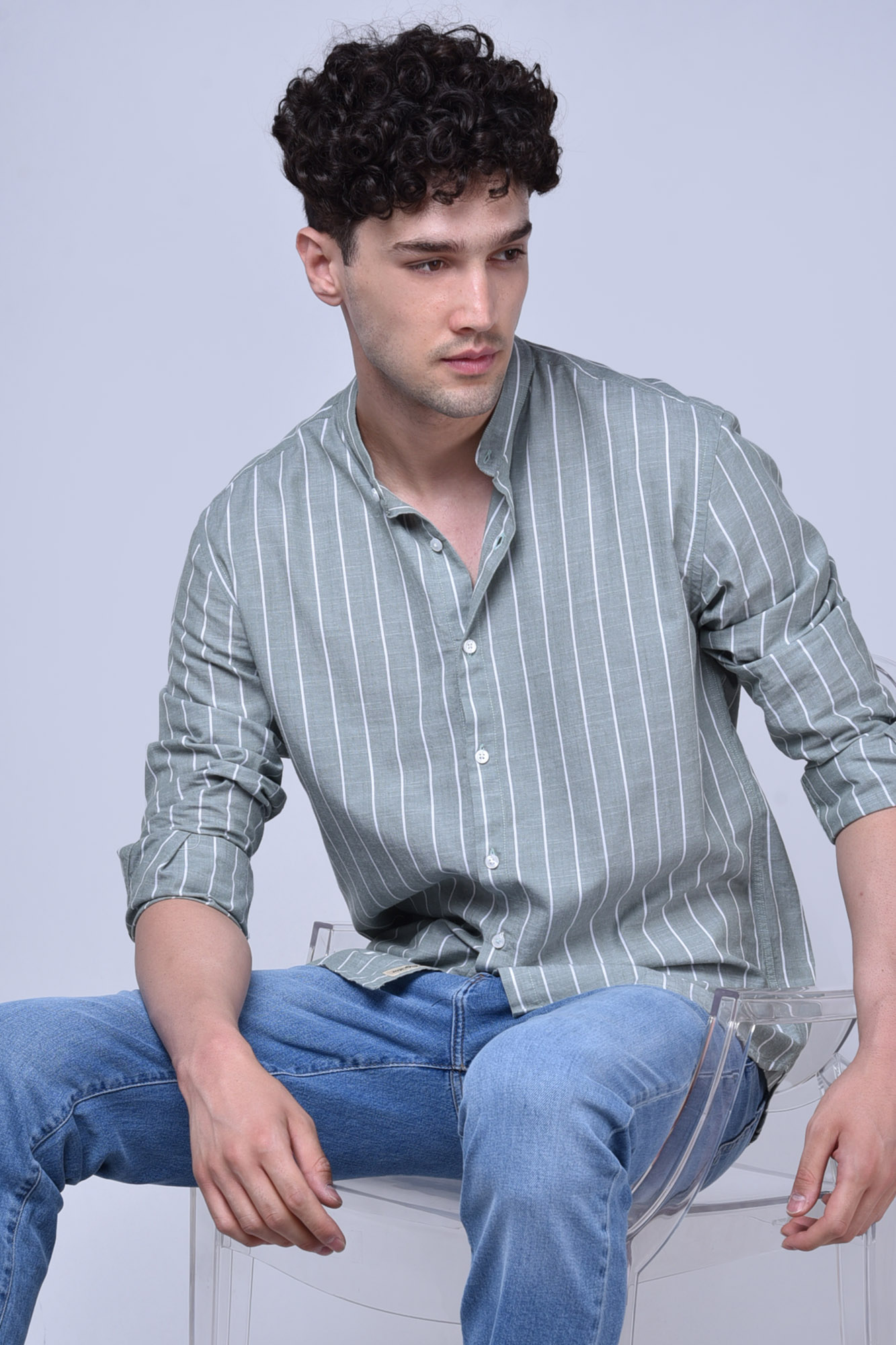 پیراهن آستین بلند راه راه رگولار فیت