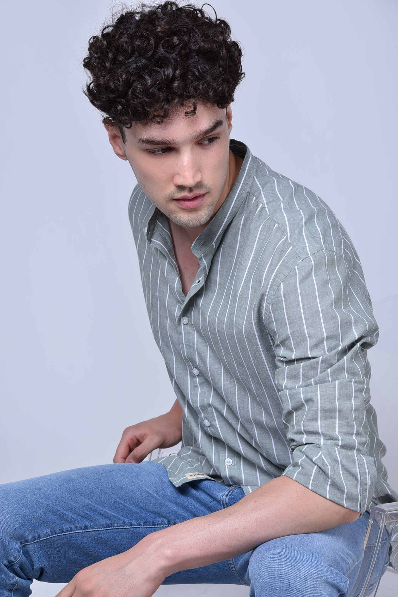 پیراهن آستین بلند راه راه رگولار فیت