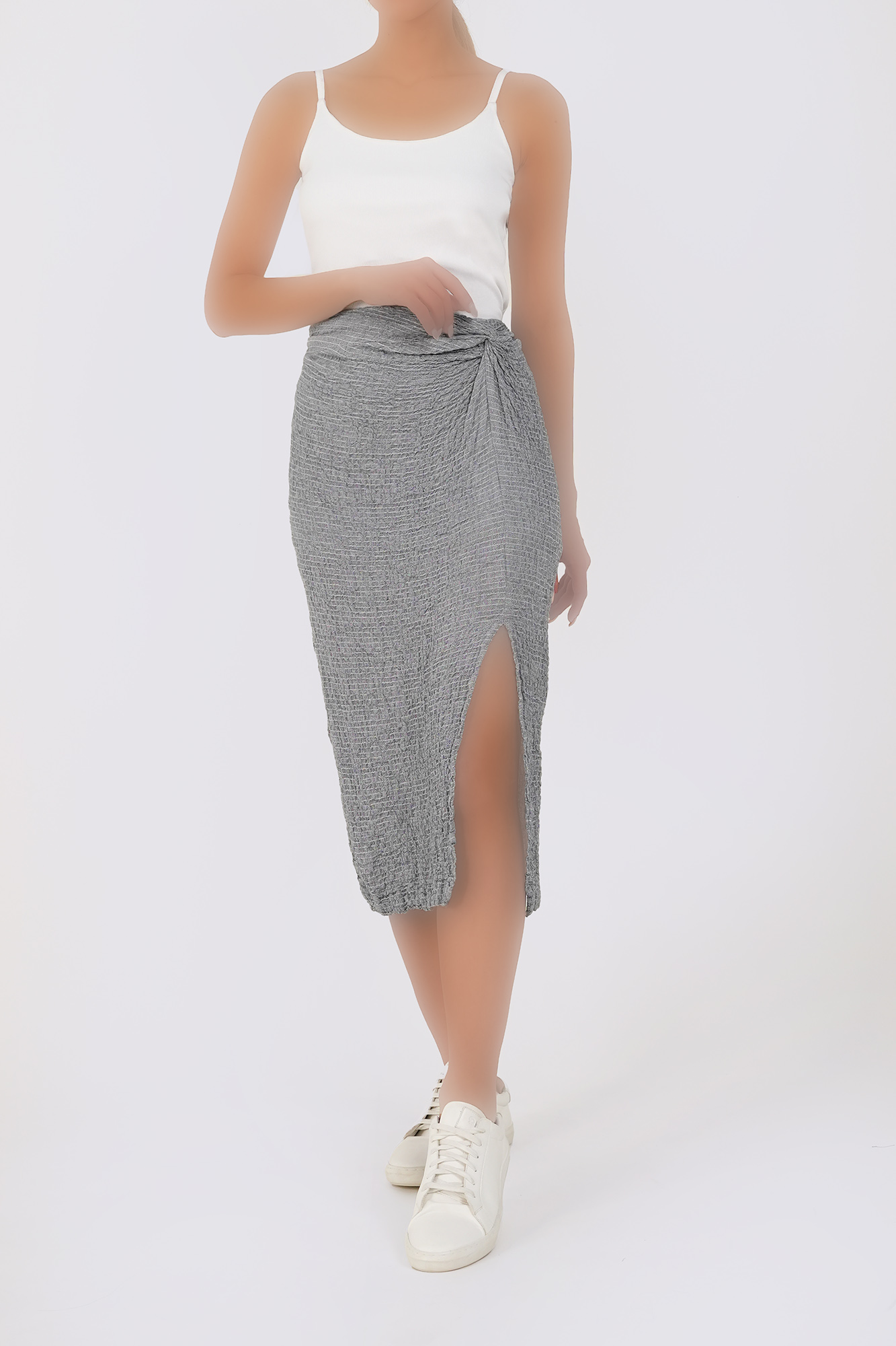 دامن گره ای چاک دار راه راه