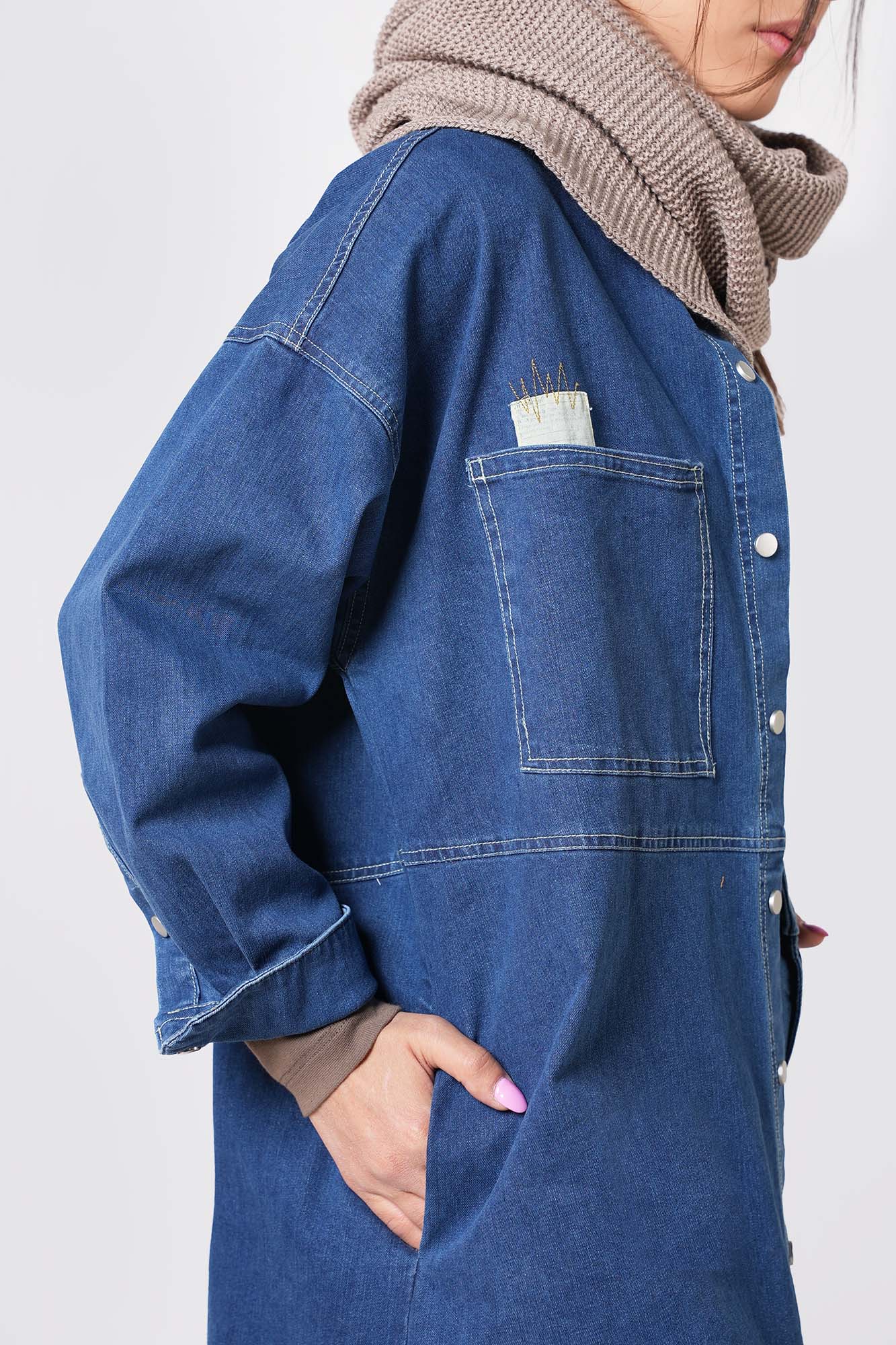 مانتو جین بلند برش دار