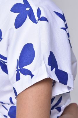 بلوز آستین کوتاه پیش گره دار