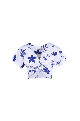 بلوز آستین کوتاه پیش گره دار