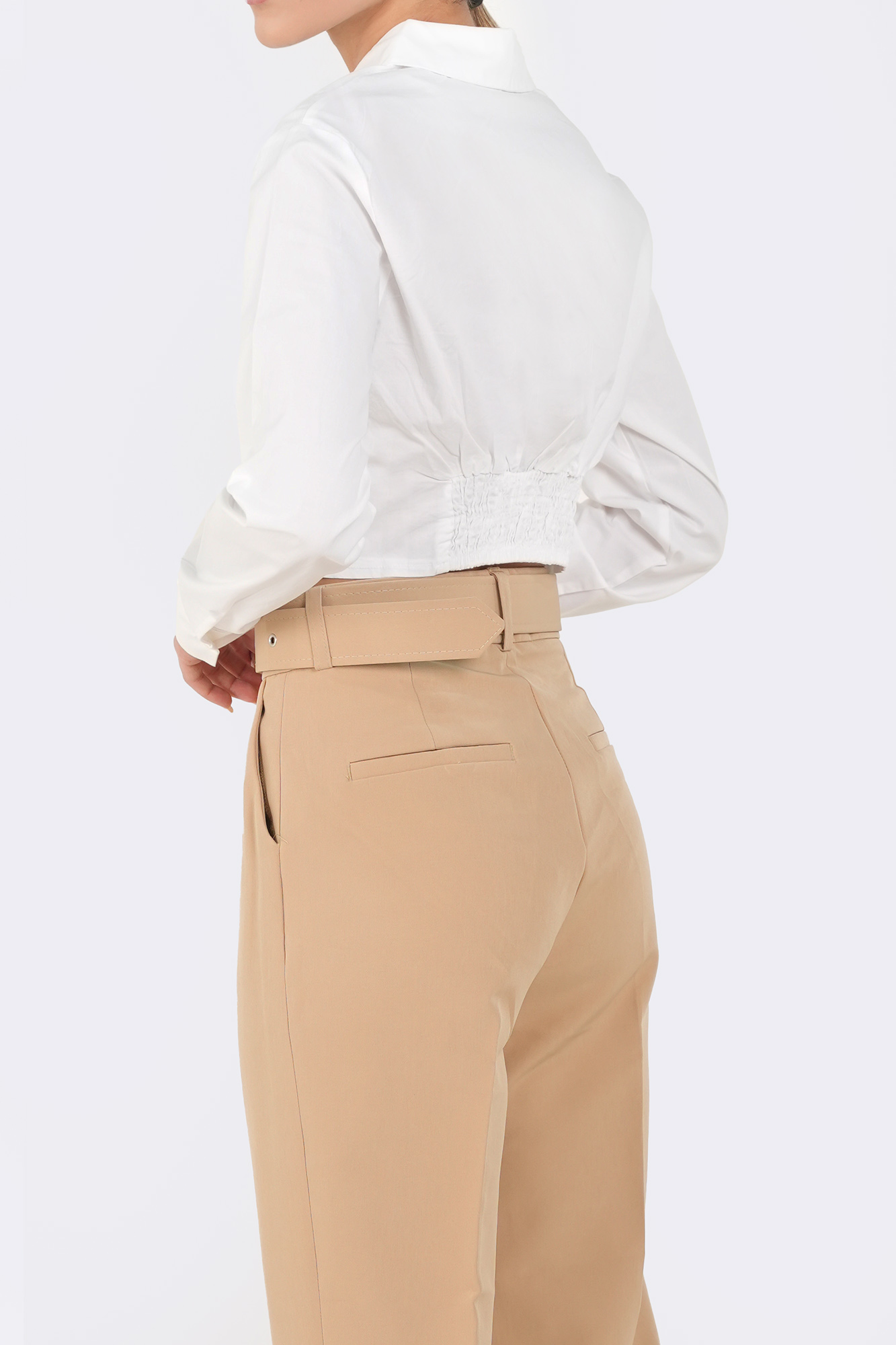 شومیز آستین بلند اسلیم کراپ فنر دار