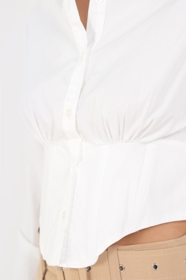 شومیز آستین بلند اسلیم کراپ فنر دار