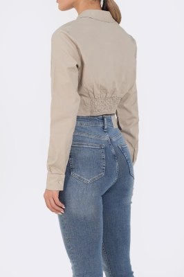 شومیز آستین بلند اسلیم کراپ فنر دار