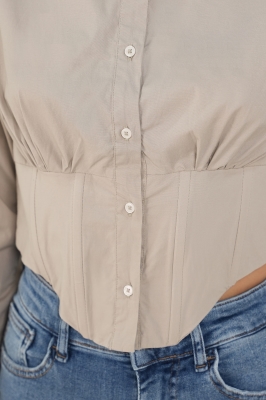 شومیز آستین بلند اسلیم کراپ فنر دار