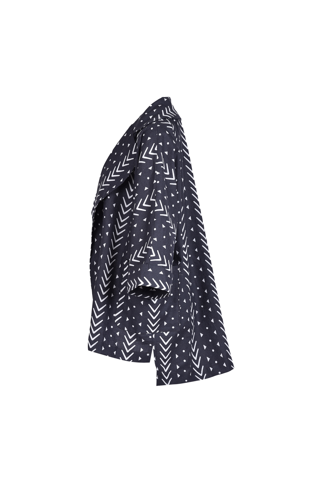 مانتو کیمونو یقه انگلیسی طرح دار لینن