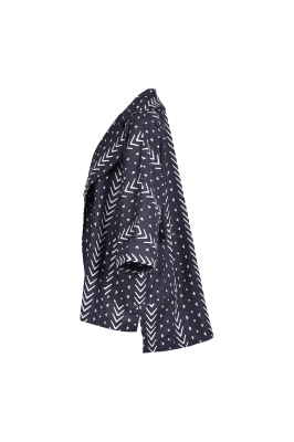 مانتو کیمونو یقه انگلیسی طرح دار لینن