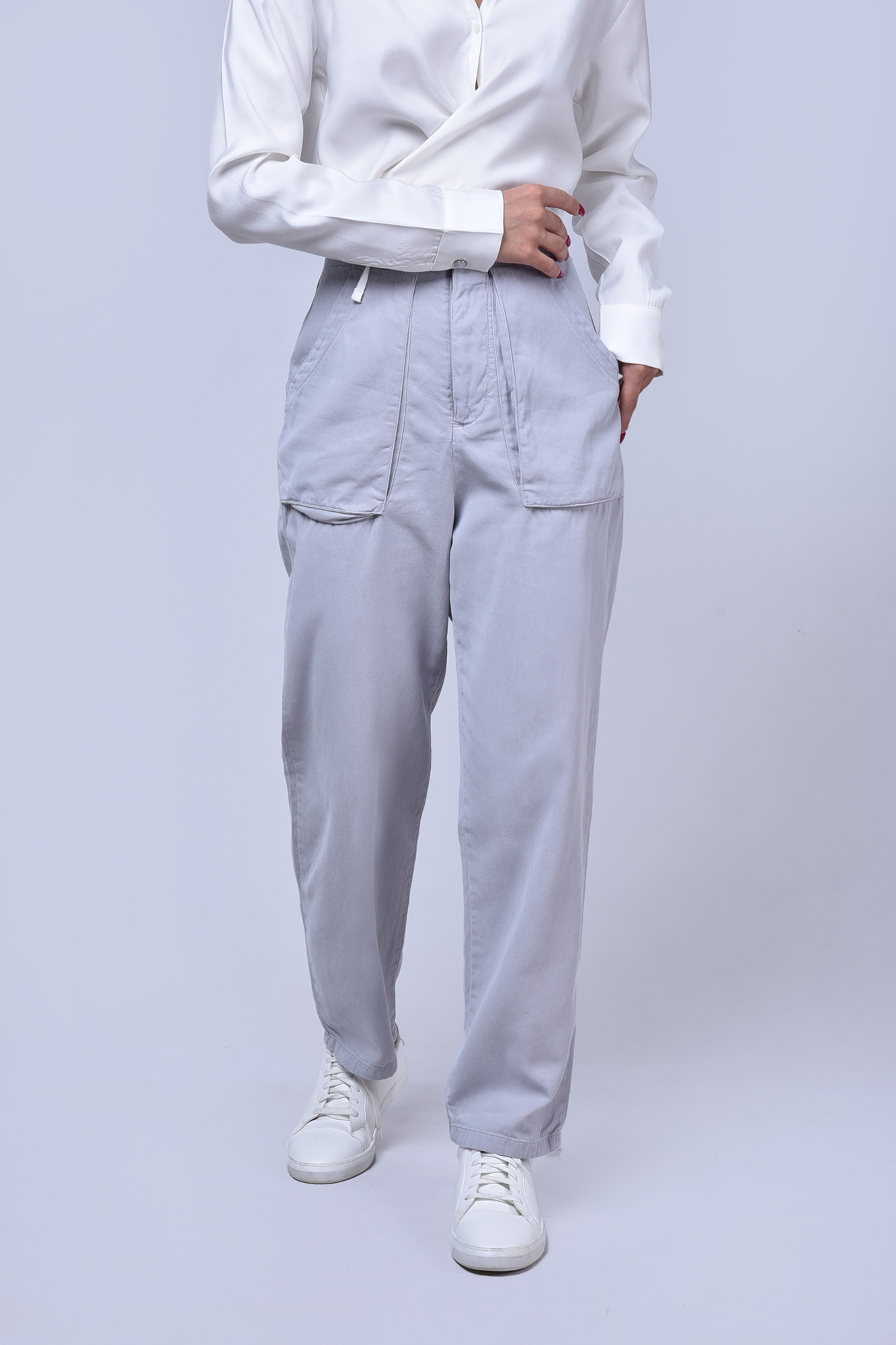 شلوار کتان جیب پاکتی دار