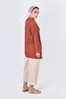 مانتو یقه انگلیسی جیب دار بندینک دار