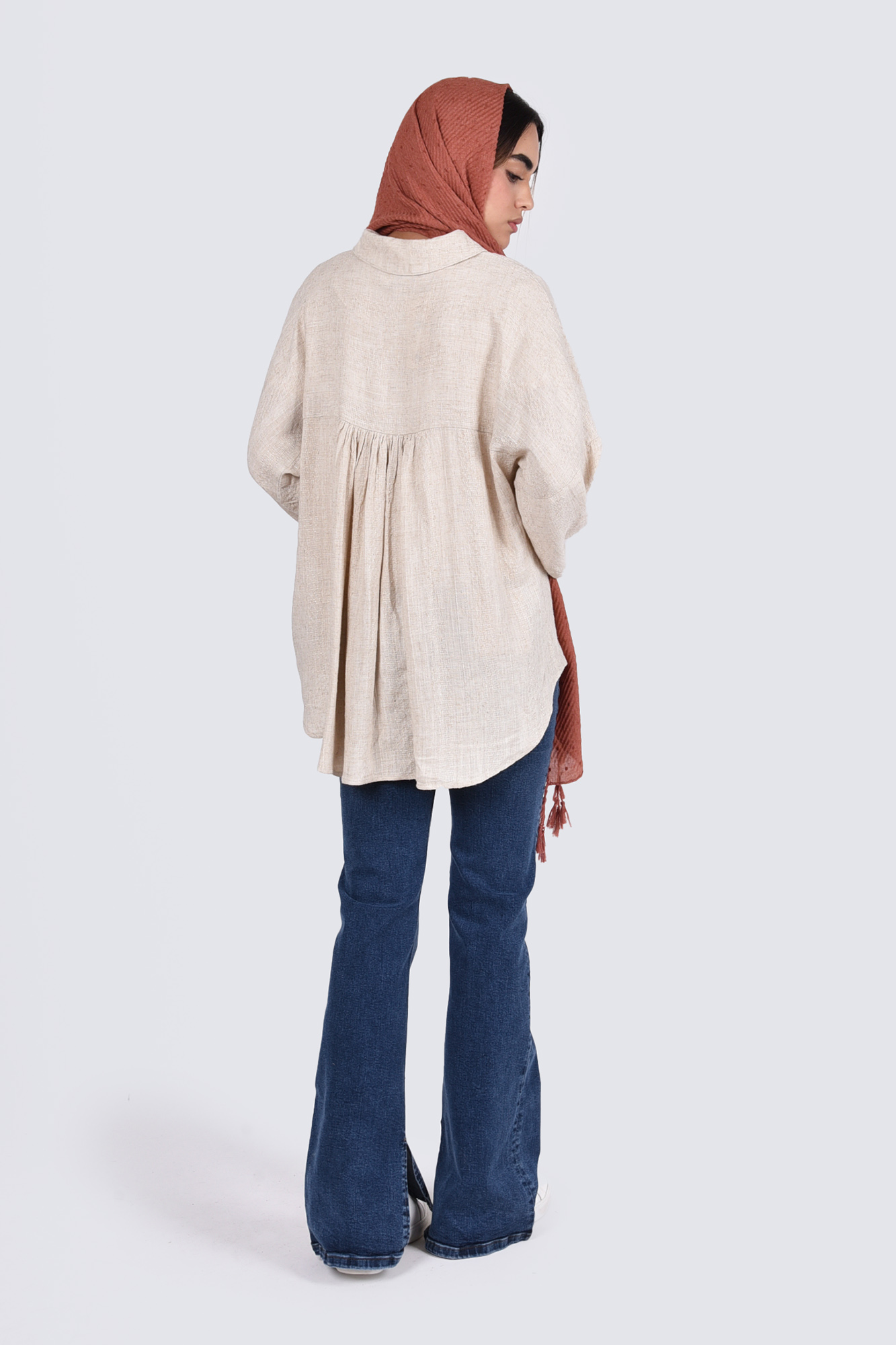 شومیز کیمونو لینن چین دار