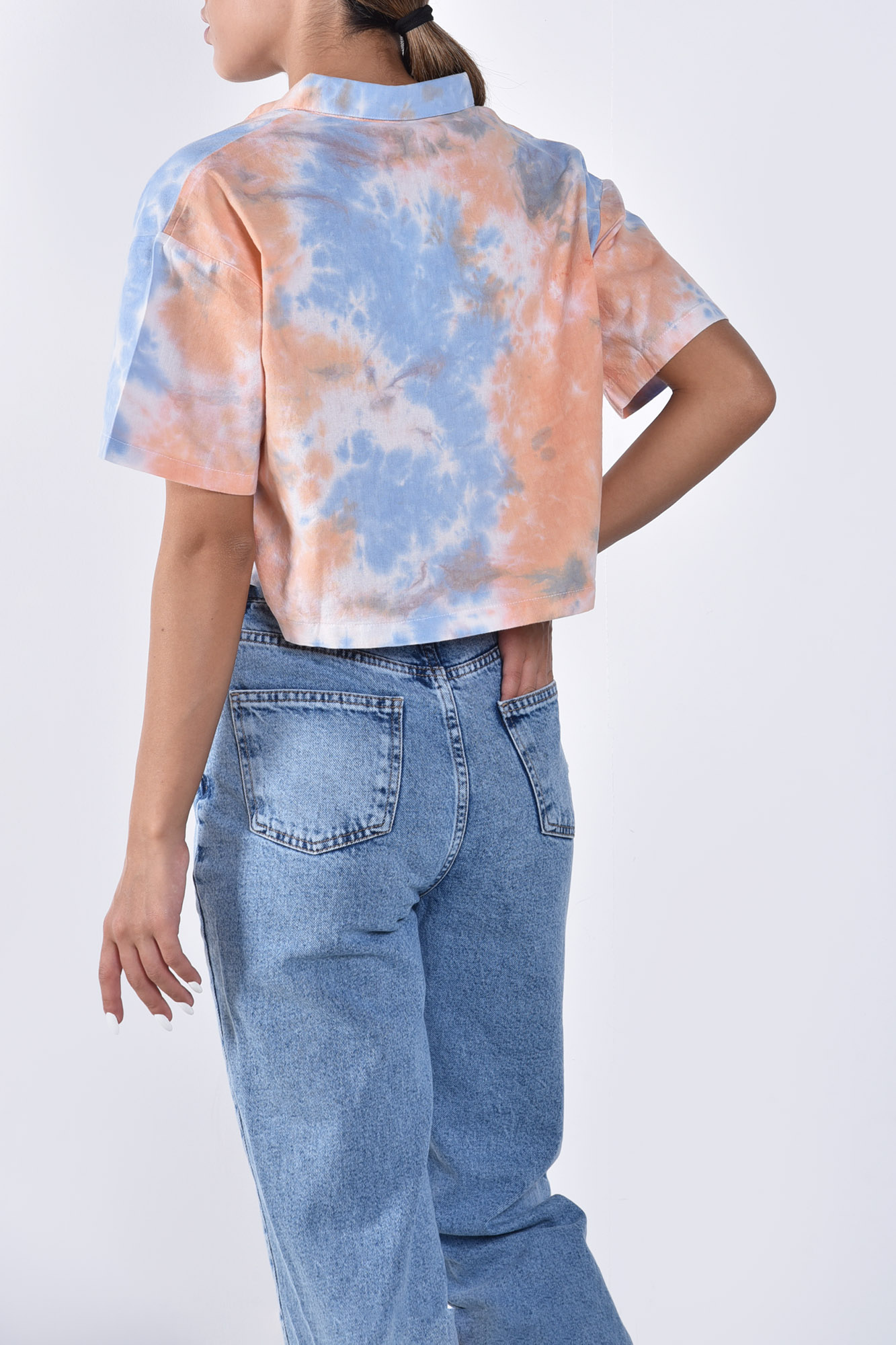 بلوز کراپ آستین کوتاه تای دای