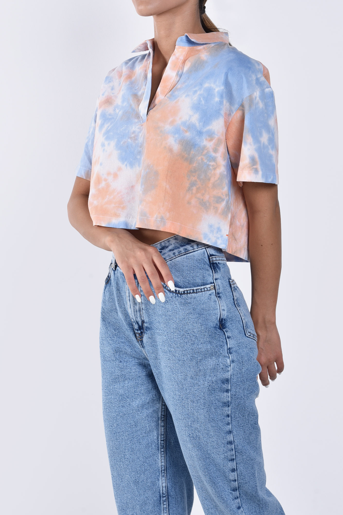 بلوز کراپ آستین کوتاه تای دای