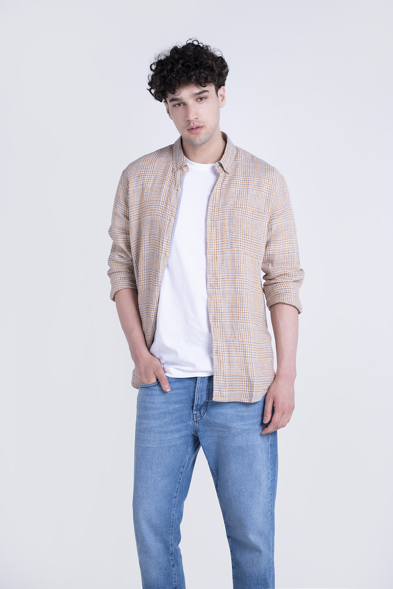 پیراهن آستین بلند رگولارفیت چهارخانه