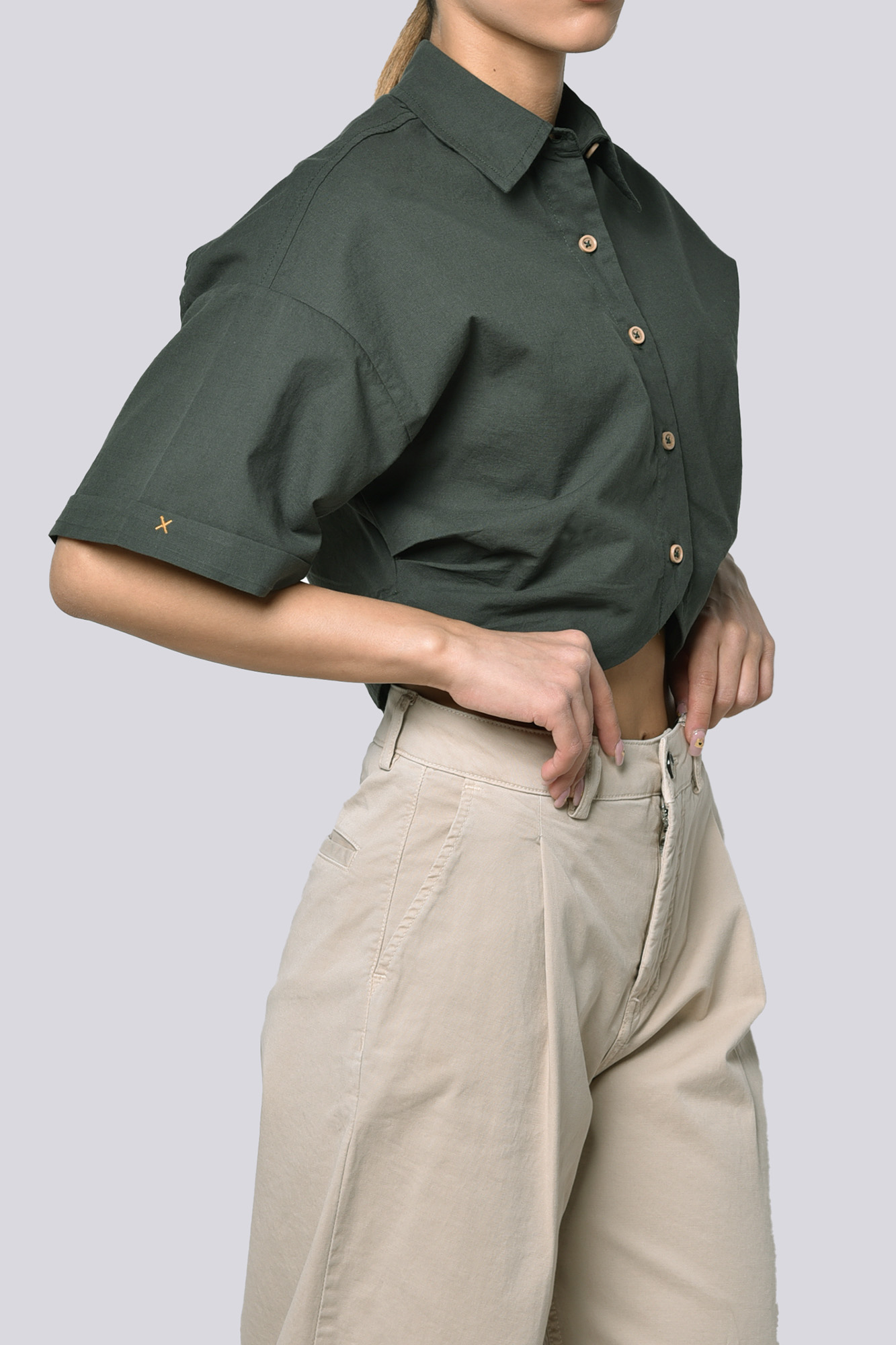 شومیز آستین کوتاه پیلی دار