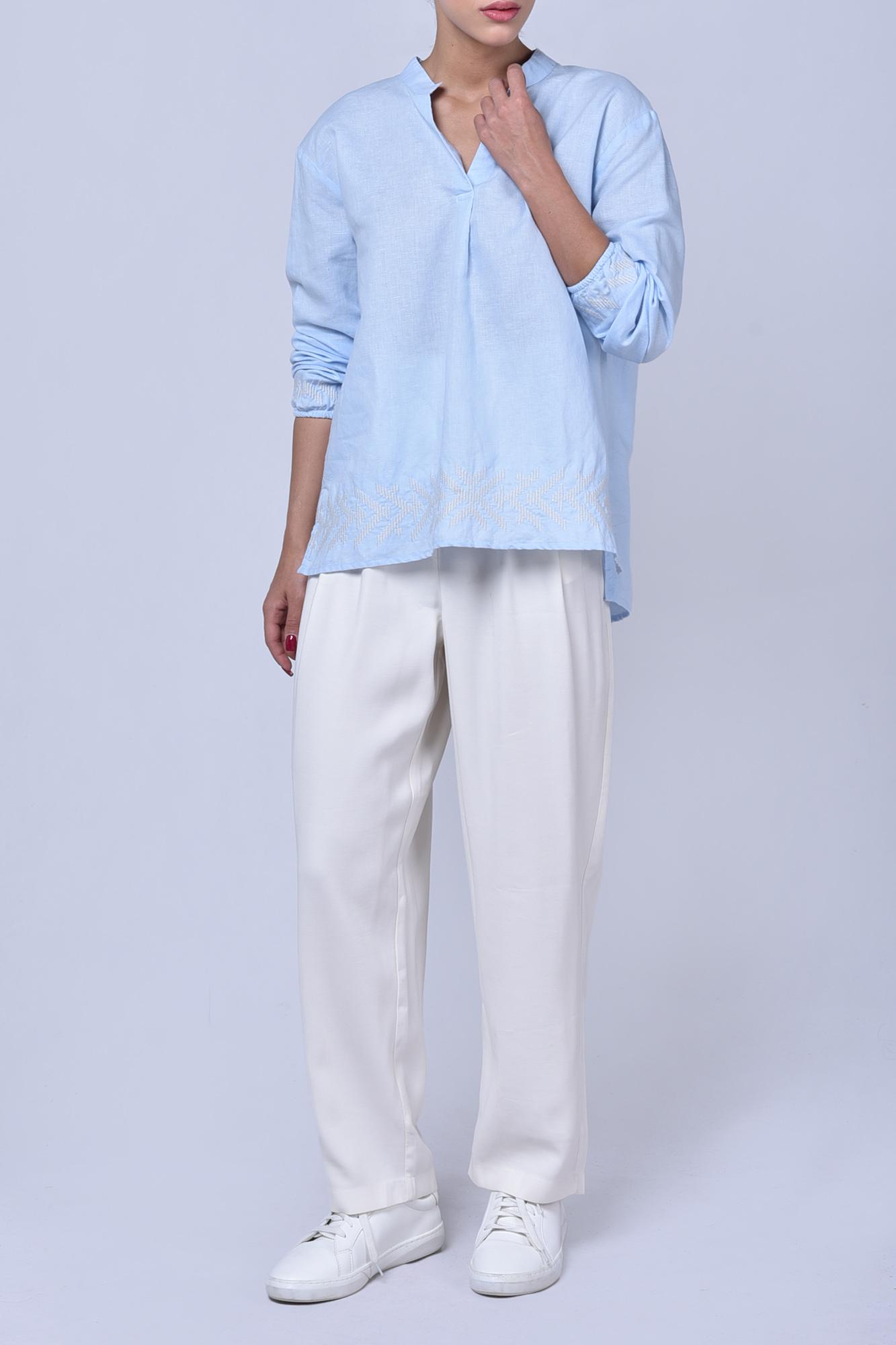 بلوز آستین بلند گلدوزی دار