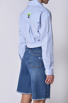 شومیز آستین بلند کراپ چهارخانه