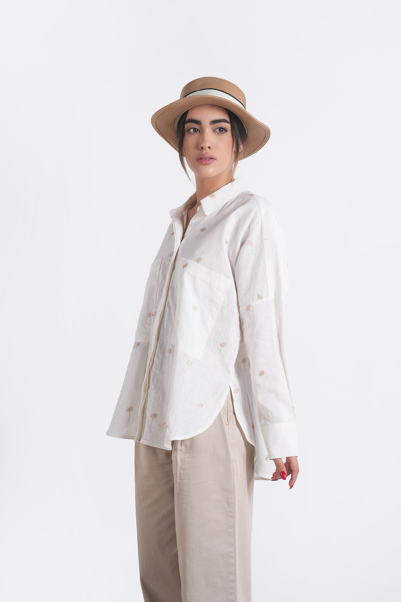 شومیز آستین بلند چاپی لینن