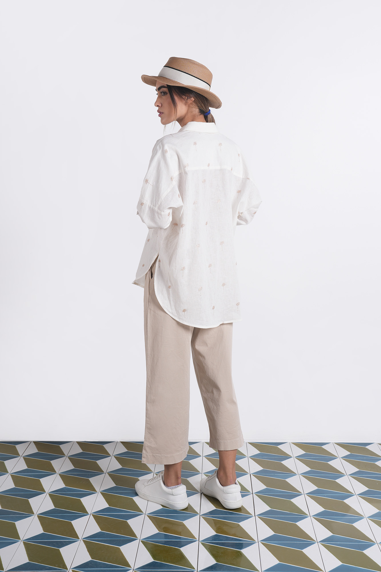 شومیز آستین بلند چاپی لینن