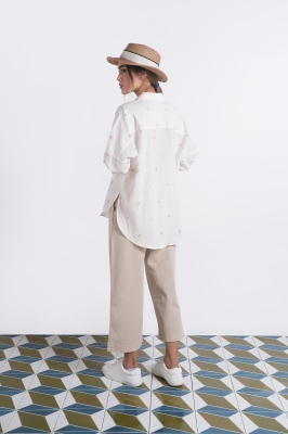 شومیز آستین بلند چاپی لینن