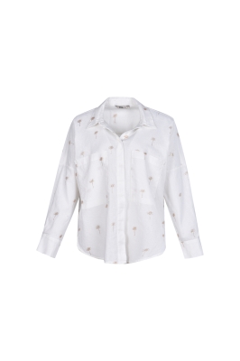 شومیز آستین بلند چاپی لینن