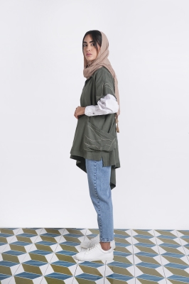 مانتو لینن گلدوزی دار