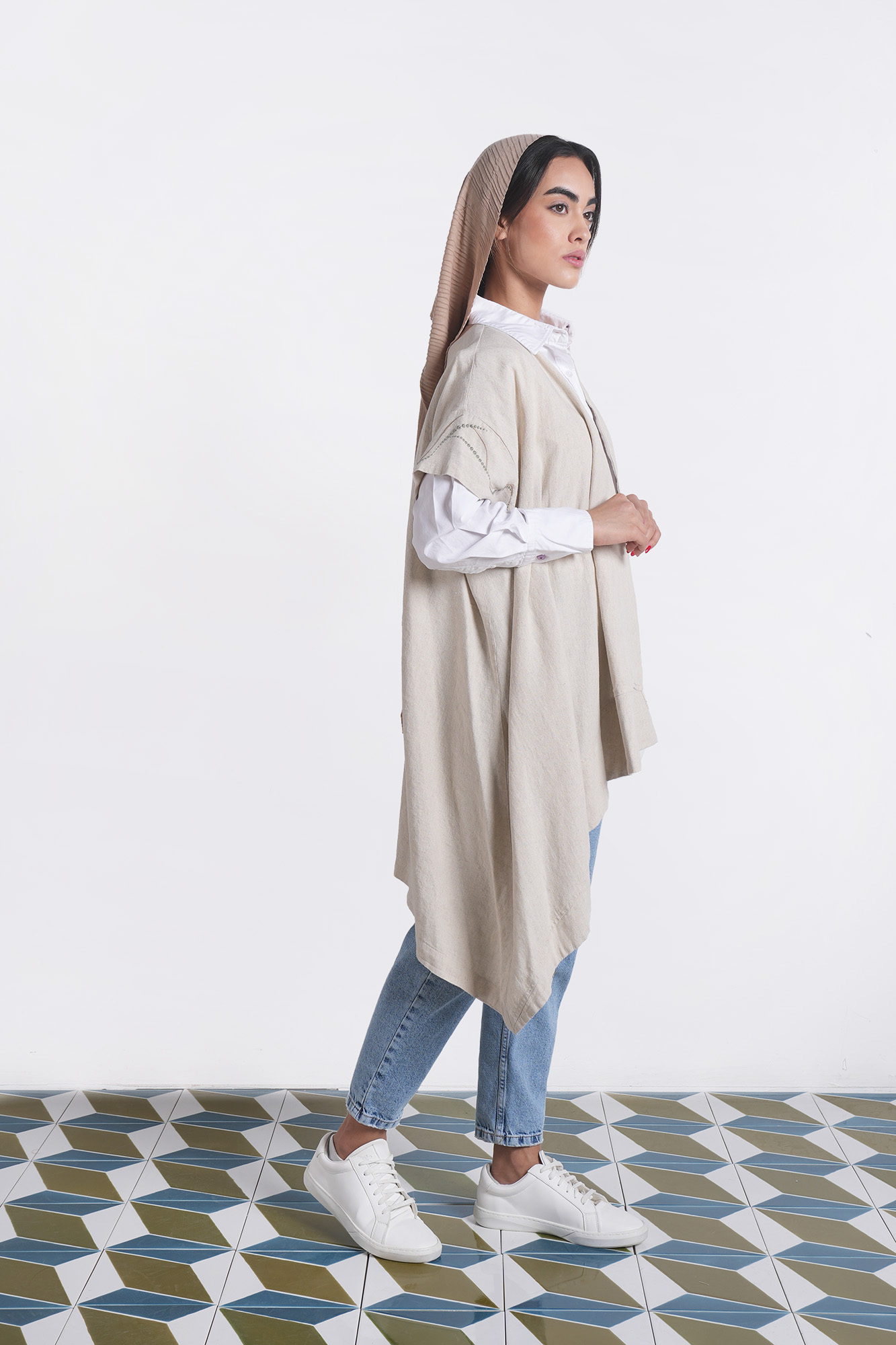 مانتو لینن گلدوزی دار