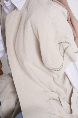 مانتو لینن گلدوزی دار