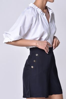 بلوز آستین کوتاه چین دار