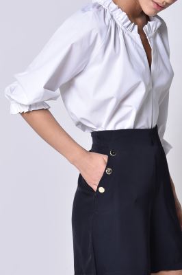 بلوز آستین کوتاه چین دار