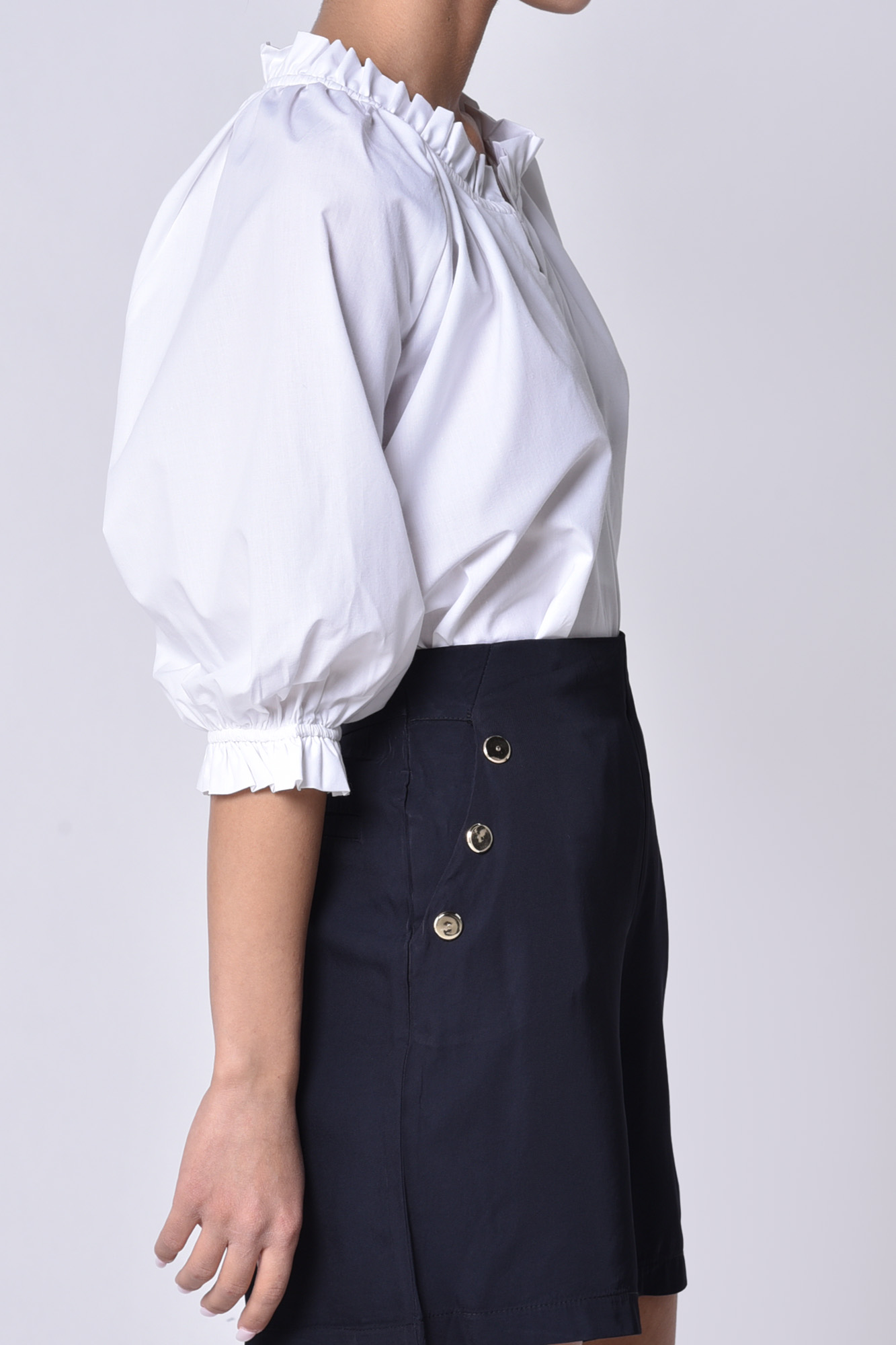 بلوز آستین کوتاه چین دار