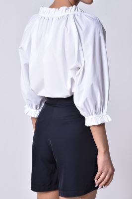 بلوز آستین کوتاه چین دار