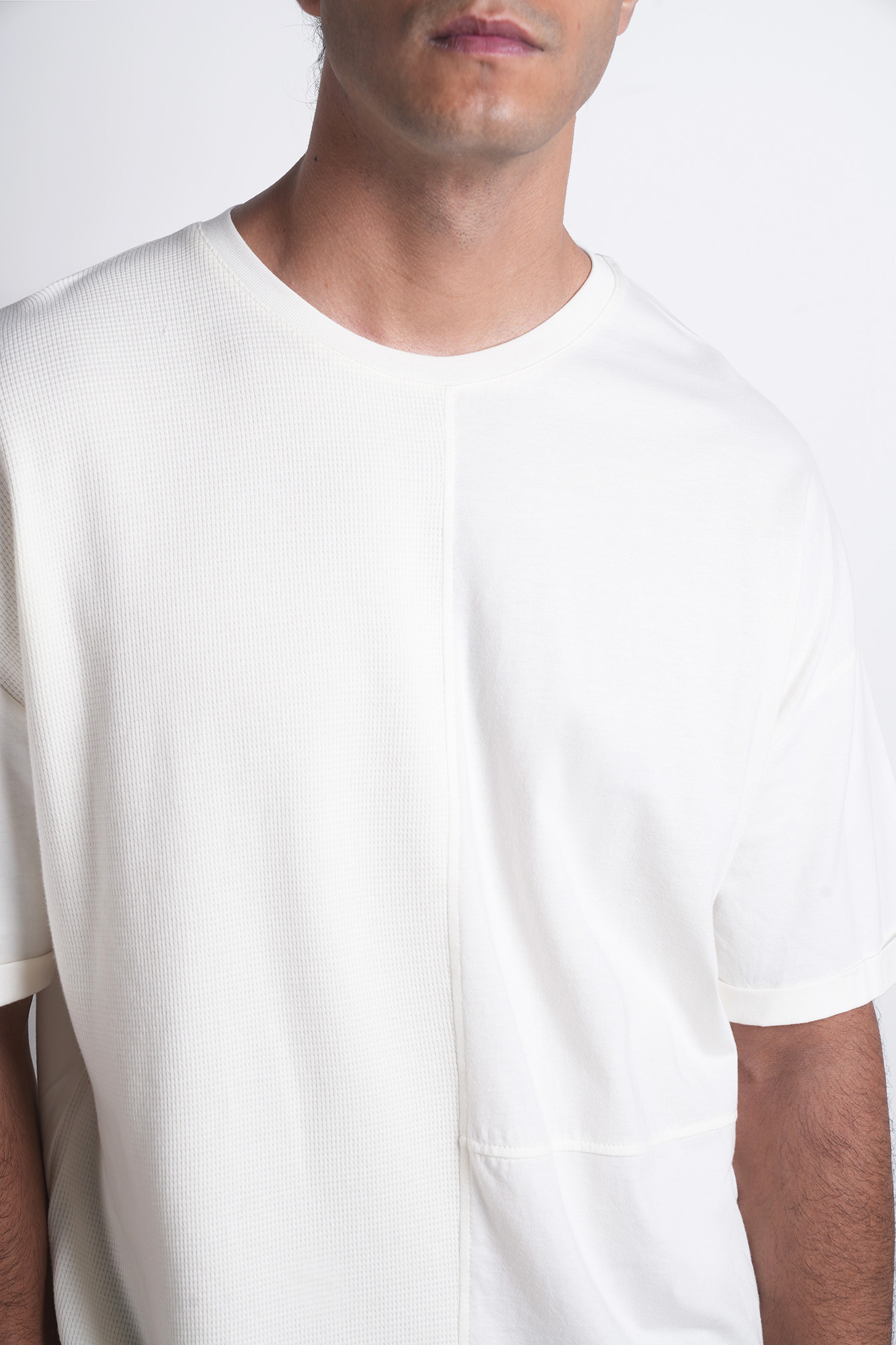 تیشرت آستین کوتاه ترکیبی لوز فیت