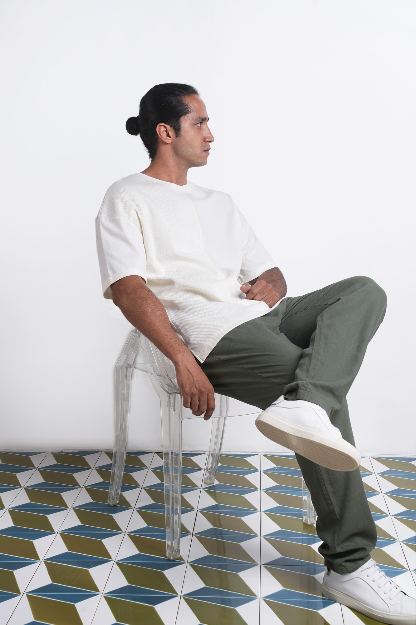 تیشرت آستین کوتاه ترکیبی لوز فیت