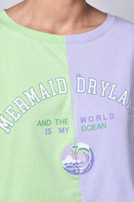 تیشرت آستین کوتاه دو رنگ چاپی