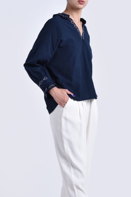 بلوز آستین بلند گلدوزی دار