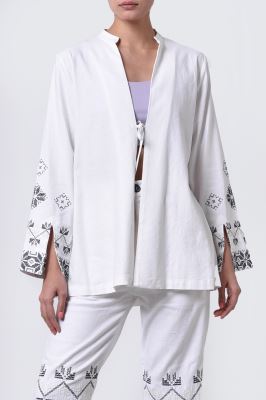 مانتو لینن آستین گلدوزی