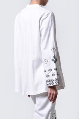 مانتو لینن آستین گلدوزی