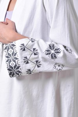 مانتو لینن آستین گلدوزی