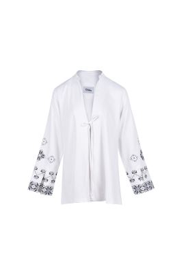 مانتو لینن آستین گلدوزی