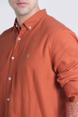 پیراهن آستین بلند یقه دار لینین