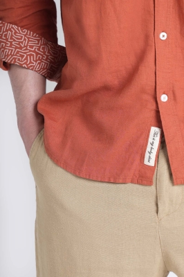 پیراهن آستین بلند یقه دار لینین