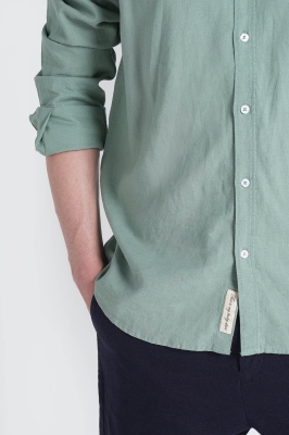 پیراهن آستین بلند یقه دار لینن