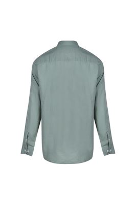 پیراهن آستین بلند یقه دار لینن