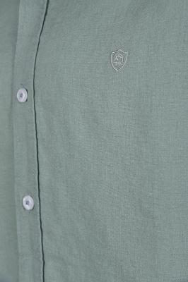 پیراهن آستین بلند یقه دار لینن